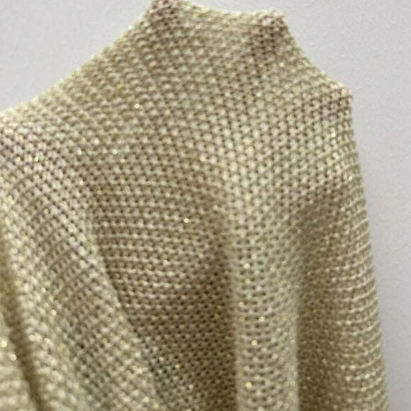 Gold Casual Women's Cute Sparkly See Through Textured Round Neck top - Picture 3 of 8
